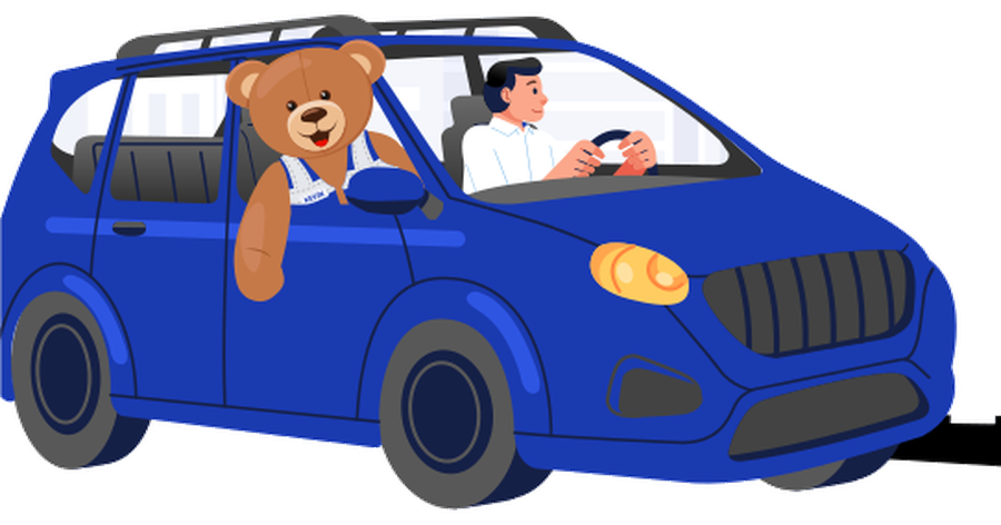 Kevin riding in the Quick Auto Quote car